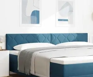 vidaXL Cap de pat LED Design cu blocuri de diamant Albastru închis 200 cm Catifea