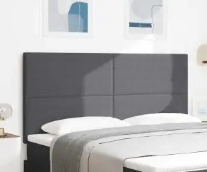 vidaXL Tăblie pat cu LED, gri închis, 90 cm, raiat