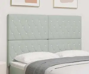 vidaXL Tăblie LED Gri Deschis, 80 cm, Catifea