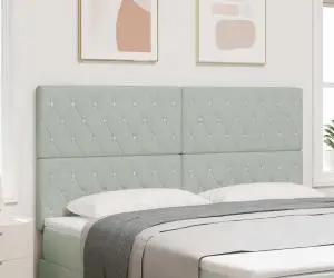 vidaXL Tăblie LED gri deschis, 90 cm, din catifea