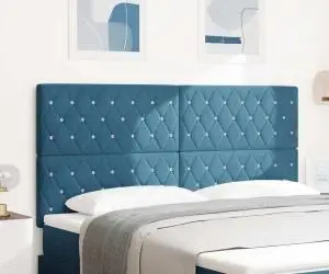 vidaXL Tăblie LED albastru închis, 90 cm, velur