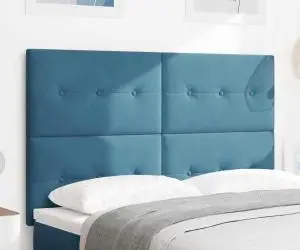vidaXL Tăblie LED Albastră Întunecată 80 cm Catifea