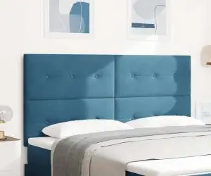 vidaXL Headboard cu LED Albastru Întunecat 90 cm Catifea