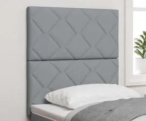 Cap de pat LED vidaXL cu design de blocuri în formă de diamant gri deschis 80 cm țesătură