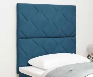 vidaXL Tăblie LED cu blocuri de diamant, albastru închis, 80 cm din catifea