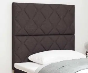 Cap de pat LED vidaXL cu design de blocuri diamantate în maro închis, 100 cm țesătură