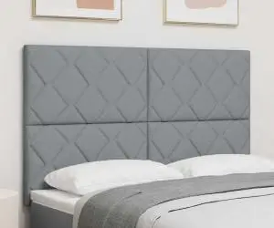 vidaXL Tăblie LED Design Bloche Diamante Gri Deschis 160 cm din Țesătură