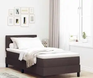 vidaXL Pat cu arcuri cu saltea maro închis 90x200 cm țesătură