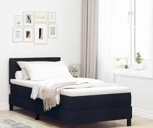 vidaXL Pat cu Saltea Negru 100x200 cm Fabric