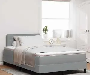 vidaXL Pat cu saltea Gri deschis 120x190 cm din țesătură