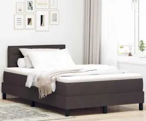 vidaXL Pat cu arcuri și saltea maro închis 120x190 cm țesătură
