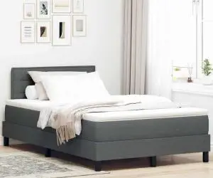 vidaXL Pat cu arcuri cu saltea gri închis 120x200 cm textil