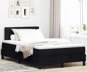 vidaXL Pat cu arcuri și saltea Negru 120x200 cm Țesătură