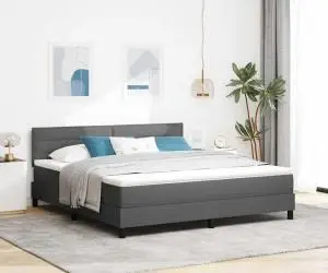 vidaXL Pat cu Saltea Box Spring Gri Întunecat 180x200 cm Material Textil