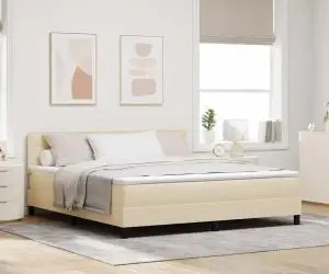 vidaXL Pat cu arcuri cu saltea crem 180x200 cm Țesătură