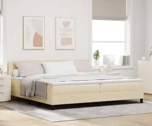 vidaXL Pat cu saltea Box Spring Bej 200x200 cm Textil