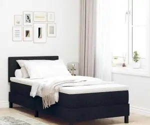 vidaXL Pat cu Cutie de Springs cu Saltea Negru 80x200 cm Țesătură
