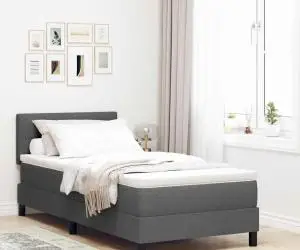 vidaXL Pat cu saltea cu tablie gri închis 100x200 cm din țesătură