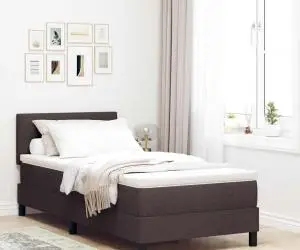 vidaXL Pat cu arcuri Box cu saltea maro închis 100x200 cm țesătură