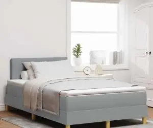 vidaXL Pat cu somieră cu saltea Gri deschis 120x190 cm Țesătură