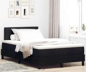 vidaXL Pat cu arc de cutie cu saltea Negru 120x190 cm Țesătură