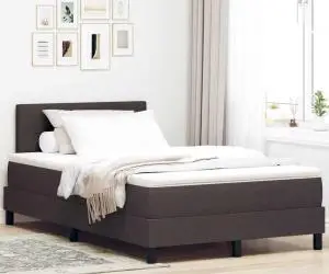 vidaXL Pat Box Spring cu Saltea Culoare Maro închis 120x190 cm Fabric