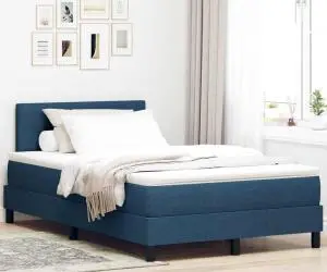 vidaXL Pat cu arcuri și saltea bleumarin 120x200 cm Țesătură