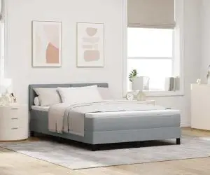 vidaXL Pat cu saltea gri deschis 160x200 cm țesătură