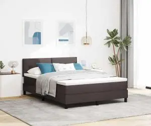 vidaXL Pat cu arcuri cu Saltea Maro închis 160x200 cm Țesătură