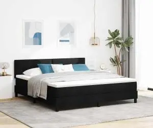 vidaXL Pat Box Spring Negru 180x200 cm Țesătură