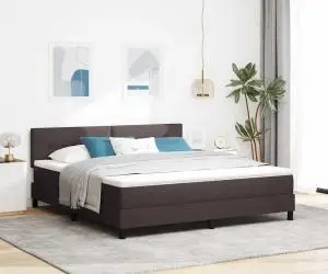 vidaXL Pat cu suport tip cutie cu saltea gri închis 180x200 cm din țesătură