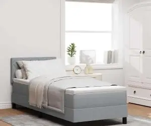 vidaXL Pat Box Spring cu saltea Gri deschis 80x200 cm Fabric