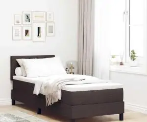vidaXL Pat cu arcuri cu saltea maro închis 80x200 cm țesătură