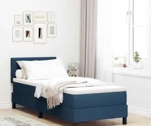 vidaXL Pat cu somieră și saltea Albastru 80x200 cm Fabric