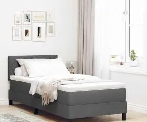 vidaXL Pat tip Box Spring cu saltea gri închis 90x200 cm Țesătură