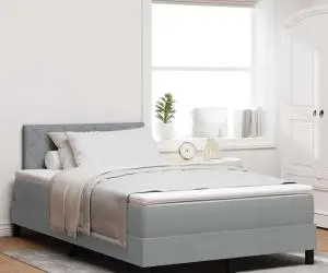 vidaXL Pat cu springs cu saltea gri deschis 120x190 cm țesătură