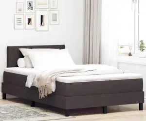 vidaXL Pat cu Somieră cu Saltea Maro închis 120x190 cm Țesătură