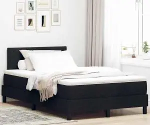 vidaXL Cadru de Pat cu Arcuri și Saltea Neagră 120x200 cm Material Textil