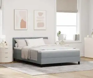 vidaXL Pat Box Spring cu Saltea Gri Deschis 160x200 cm Textil