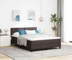 vidaXL Pat box spring cu saltea maro închis 160x200 cm țesătură