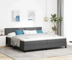 vidaXL Pat cu saltea tip Box Spring Gri Întunecat 200x200 cm Textile