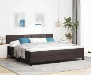 vidaXL Pat Box Spring cu Saltea Culoare Maro închis 200x200 cm Material Textil
