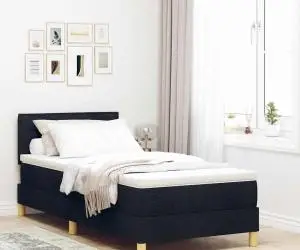 vidaXL Pat cu Saltea Cutie Negru 80x200 cm Țesătură