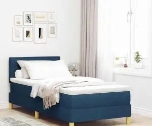 vidaXL Pat cu arcuri cu saltea albastră 80x200 cm țesătură