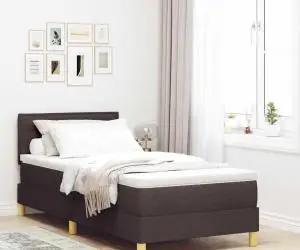 vidaXL Pat cu arcuri cu saltea maro închis 100x200 cm țesătură