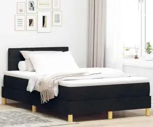 vidaXL Pat cu arcuri cu saltea Negru 120x200 cm Țesătură