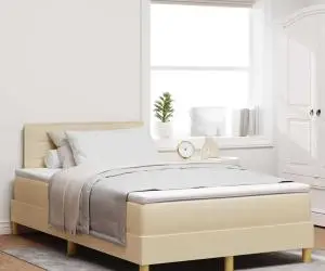 vidaXL Pat cu resorturi cu saltea crem 120x200 cm țesătură