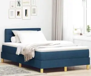 vidaXL Pat cu arcuri cu saltea albastru 120x200 cm din țesătură