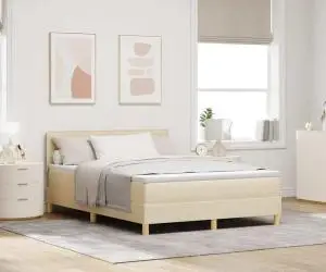 vidaXL Pat cu Suspensie Crem 140x200 cm Ţesătură
