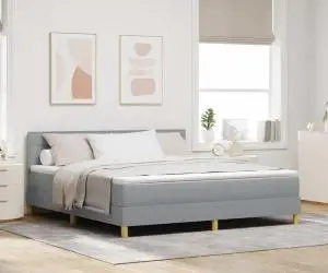 vidaXL Pat cu arcuri cu saltea gri deschis 180x200 cm țesătură